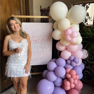 Ramy Brook White Sequin Feather Mini Dress